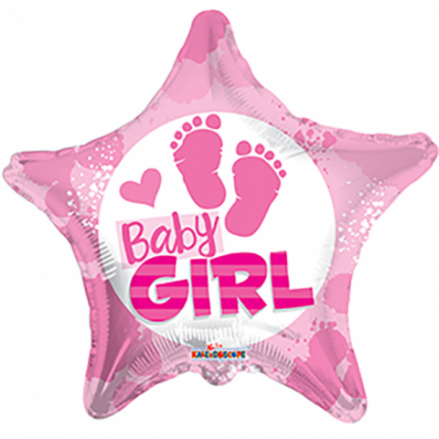 Folieballong, baby girl footprint