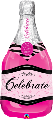 Figurfolieballong, pink bubbly wine bottle