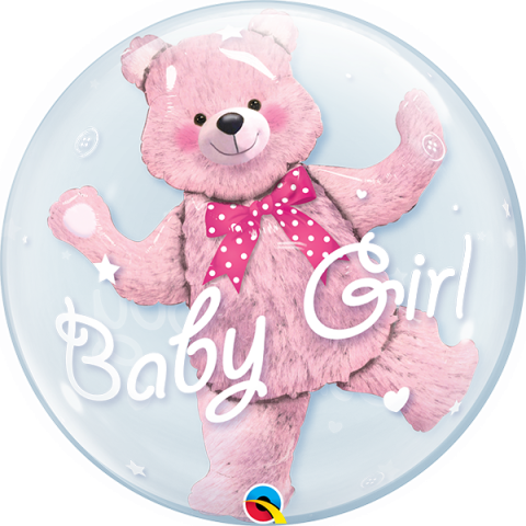Double Bubble ballong, baby pink bear 