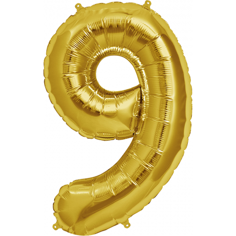 Figurfolieballong, siffra 9 guld 
