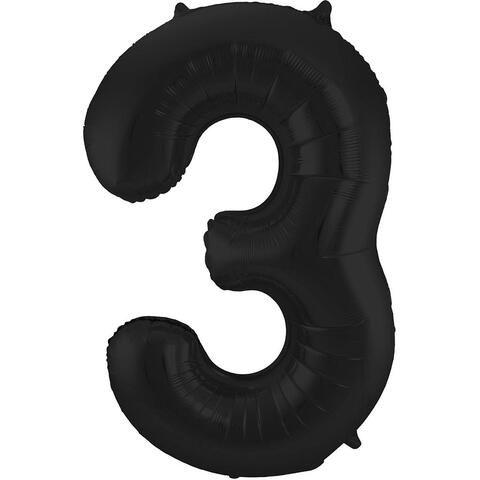 Folieballong, siffra 3 svart