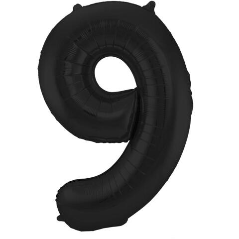Folieballong, siffra 9 svart