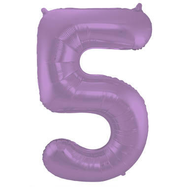 Folieballong, siffra 5 lila