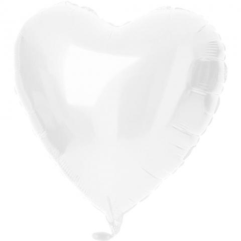 Folieballong Hjärta, vit
