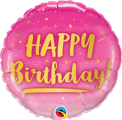 Folieballong, Birthday Pink &amp; Gold