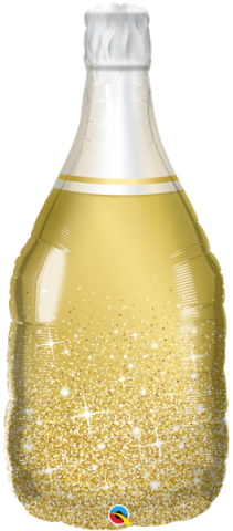 Figurfolieballong, golden bubbly wine bottle