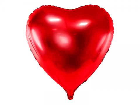 Folieballong, stort hjärta röd