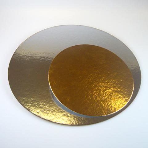 Rund silver/guld tårtbricka, 15cm (3st)