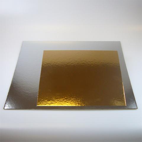 Tårtbricka kvadrat silver/guld, 25x25cm (3st)