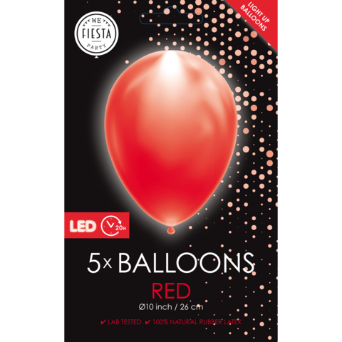 LED gummiballonger 5st, röd 12&quot;
