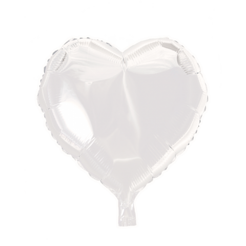 Folieballong, vit hjärta