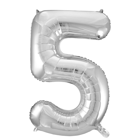 Figurfolieballong, siffra 5 silver Globos