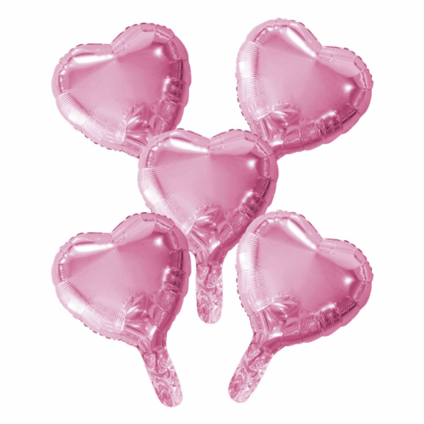 Uppblåsbar ballong, rosa hjärtan, 5 st