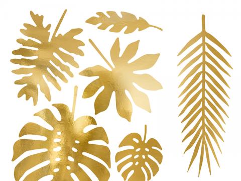 Bordsdekoration, tropical leaves guld